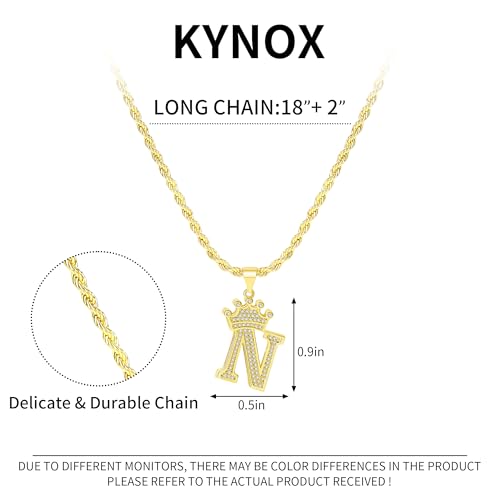 KYNOX Initial A-Z Letter Pendant Necklace for Men Women — view 3