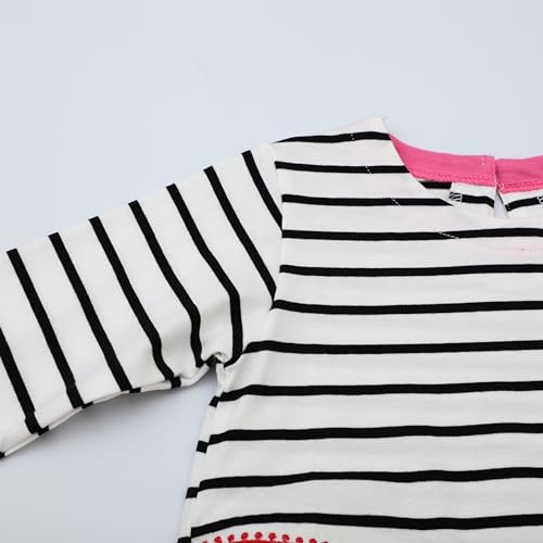 Image of HILEELANG Toddler Girl Sleeveless Dress Stripe Zigzag Cotton Casual Tunic Party Dresses