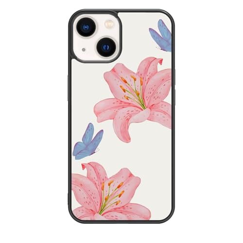 qizjio Tiger Lily Phone Case Shockproof Protective Aesthetic Flowers Y2K Phone Cover for iPhone 15