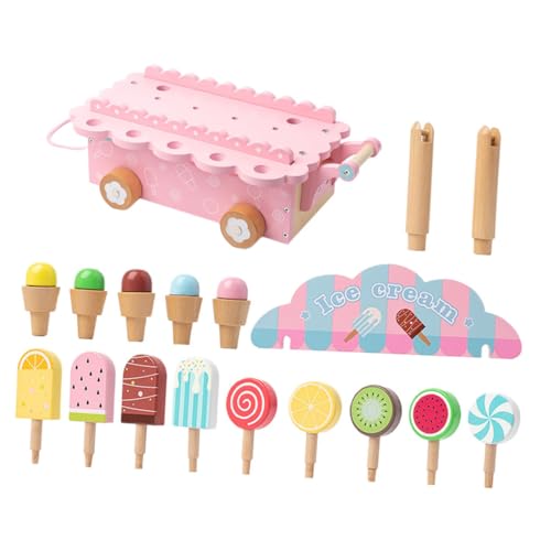 Jouet bois simulation marchande de glace et accessoire cuisine miniature fille garçon