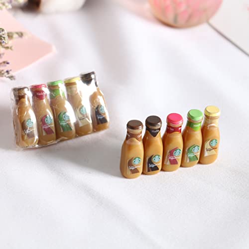 Sxfse Dollhouse Decoration Accessories, 1:12 Dollhouse Ornament 5 Pcs Mini Bottled Coffee Drink Set #TOP1