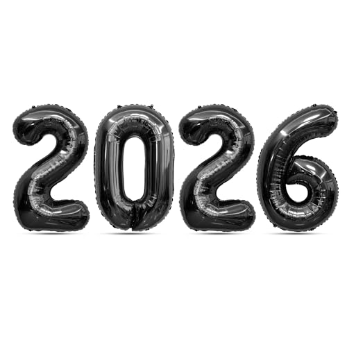 2026 Balloons 40 Inch Black 2026 Balloon Numbers 2026 Foil Balloon 2026 Decorations Graduation Balloons 20 22 26 60 62 Balloon Numbers for New Year Birthday Anniversary Decorations