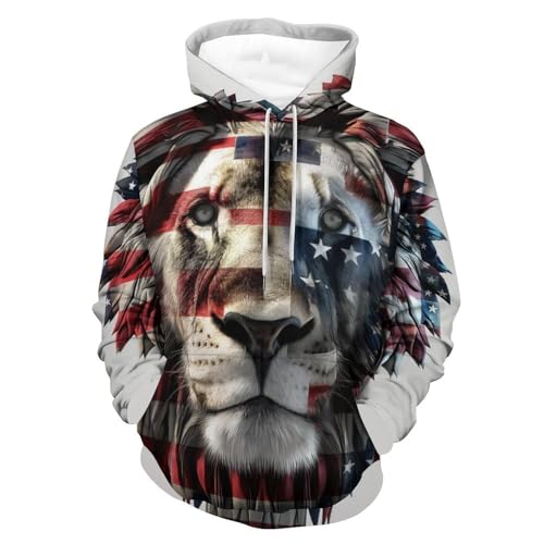 Sweatshirt pullover homme femme avec motif lion et manches longues S