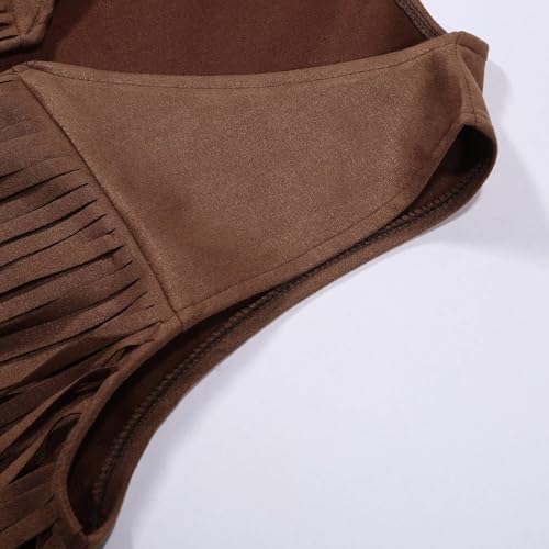 Tassel Vest for Girls Boys Western Cowboy Vest Vintage Suede Fringe Jacket for Oktoberfest Halloween Party Waistcoat3