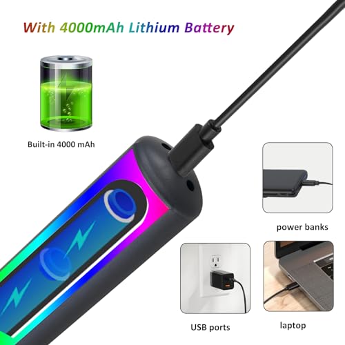 Image of Picture Light, Battery Operated Picture Light with Remote, Rechargeable Picture Frame Light, 32 LED, 16 Color Changing, Art Light for Paintings for Display, Picture-Black