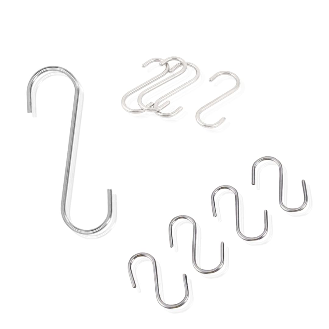 PARENCE. - Set of 13 Metal S Hooks - 3 Sizes (10cm, 6cm, 3.5cm) - Multipurpose for Kitchen, Bathroom, Garden and Storage