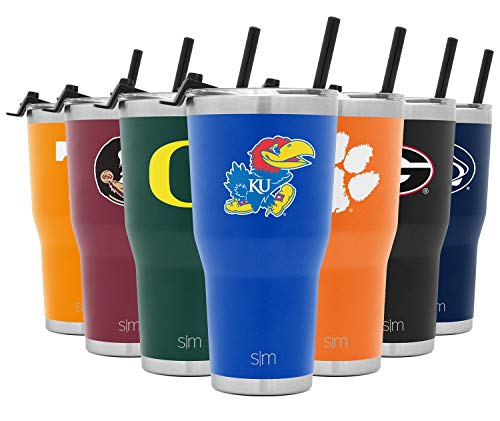 Simple Modern Officially Licensed Collegiate Kansas Jayhawks Tumbler with Straw and Flip Lid | Insulated Stainless Steel 30oz Thermos | Cruiser Collection | The University of Kansas