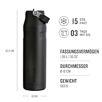 STANLEY 1913 Flip Straw Trinkflasche mit Strohhalm 1.06L - Thermobecher Kühlt 17 Stunden - 4 Tage Eisgekühlt - BPA-frei - Auslaufsicher - Für Getränkehalter - Spülmaschinenfest - Black – Ansicht 2