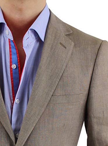 DTI BB Signature Italian Men's 2 Button Linen Suit Modern Fit Jacket Plain Pant3