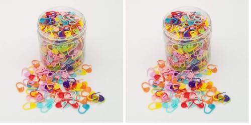 Image of Otylzto 500pcs Assorted Colors Safety Pins Quick Locking Stitch Markers,Knitting Markers Crochet Markers Locking Stitch Markers Knitting Place Markers Stitch Needle Clip Crochet Clips (Pack of 2)