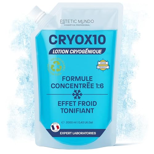 CRYOX10 Loción Fría Concentrada 1:6 – Crioterapia | Efecto Inmediato, Anticelulítico Reductor | Alivio para Articulaciones y Piernas Cansadas | En Spray, con Gasa, Vendas o Toalla 2000 ml