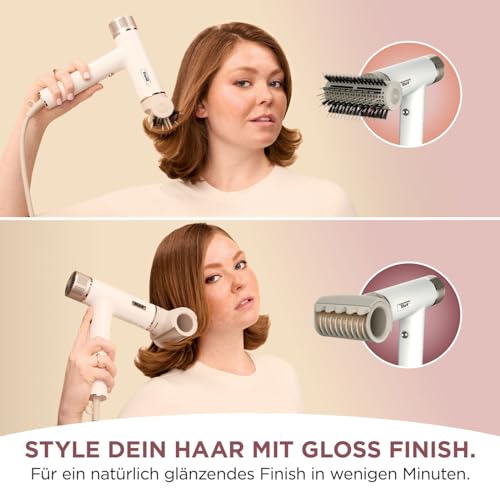 Shark SpeedStyle Haartrockner & RapidGloss Finisher für glattes & welliges Haar, 3 Styler, Schnelltrocknend, Glättet Fliegende Haare, Für Alle Haartypen, Keine Hitzeschäden, Ionisch, Seide, HD333EU 2