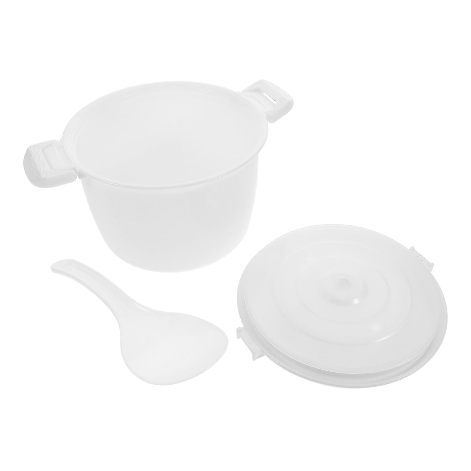 FUNNETOYU Round Double-Handled Microwave Rice Cooker Portable Food Container with Lid for Soup and Rice Microwave Safe for
