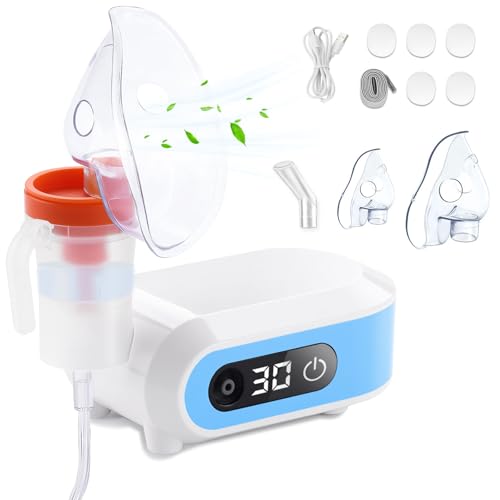 Wholede Aerosol Ultrasuoni Silenzioso - Nebulizzatore A Compressore, Areosol per Bambini ed Adulti con Boccaglio E Maschera, Velocità di Atomizzazione Regolabile, Funzione Timer