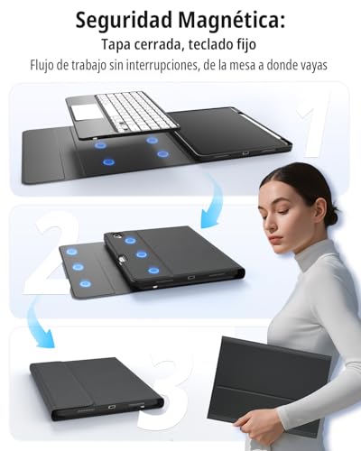 Teclado para iPad Air 11 con touchpad y funda magnética en español 4