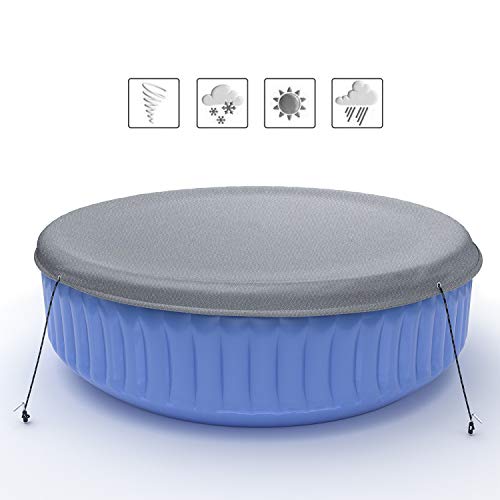 Laxllent Pool Cover Swimming Pool Cover,Dia.280cm,Dustproof Waterproof, Windproof with Pegs Hooks,Ropes,Anthracite,210D Oxford Fabric