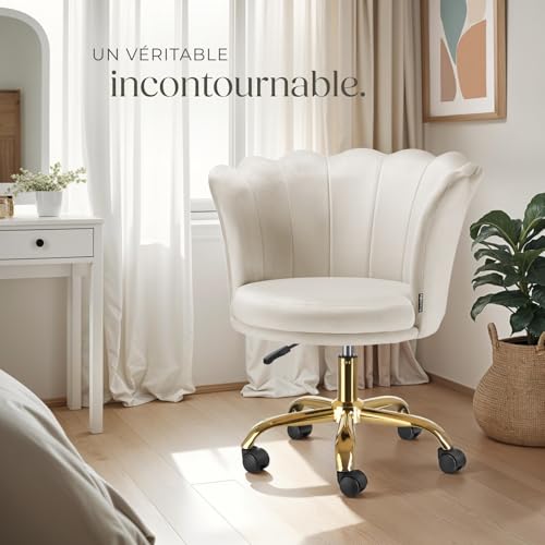 Chaise pivotante Épais rembourrage et revêtement en velours réglable en hauteur en continu et pivotant à 360 degrés - vue 8