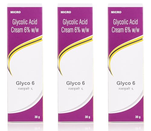 Image of Glyco 6 Glycolic Acid Cream 6% w /w | Exfoliating Face Cream for Acne, Pimples & Dark Spots | Unclogs Pores & Improves Skin Texture | Suitable for Dry & Acne-Prone Skin | 30g X Pack Of 3