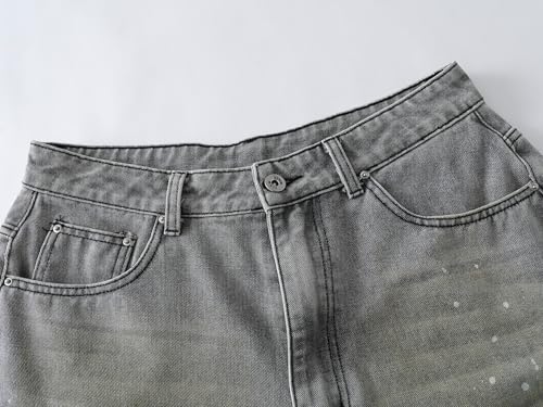 Paint Cargo Jorts Dog Graphic Y2k Baggy Cropped Jeans Grunge Denim Capri Pants Casual Streetwear Men Unisex3