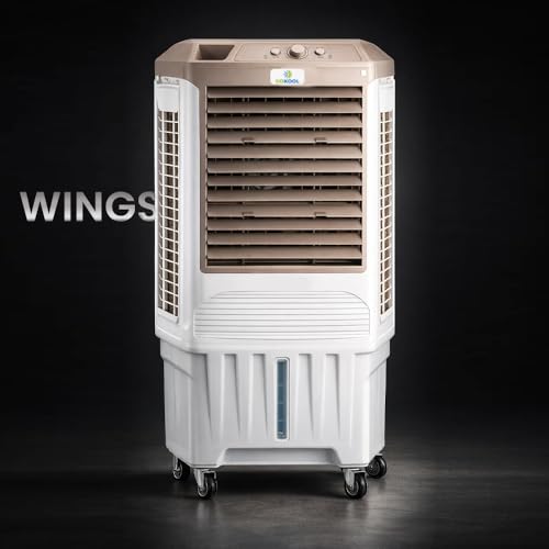Image of Wings 100L Desert Air Cooler for Home & Large Rooms - 1 Year Warranty | 220W Energy-Efficient Motor Thermal Protection | Honeycomb Cooling Pads & 3-Speed Airflow | for Bedroom, Hall & Office
