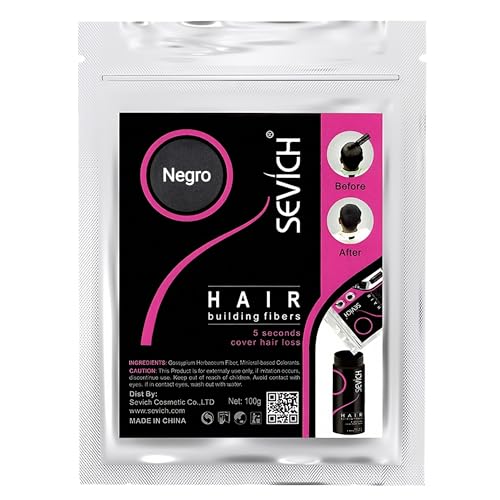 Bolsa Recarga Fibras Capilares Negro 100g - Microfibras Capilares de Algodón en Polvo 100% Natural para Disimular Calvicie y Alopecia al Instante - Fibra Capilar Hombre y Mujer