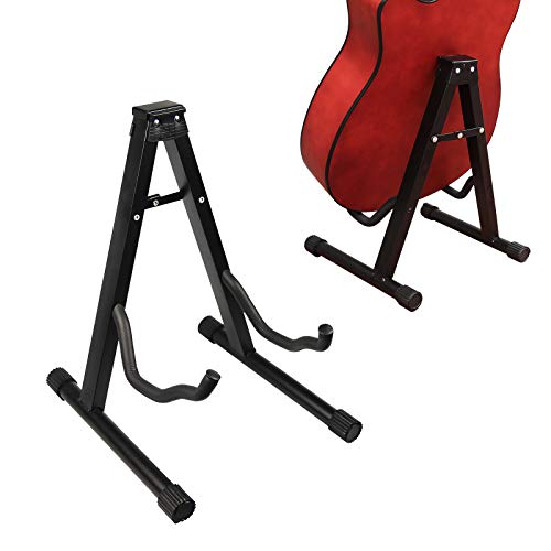 2 Pcs Guitar Stand Folding Universal A-Frame Stand for All Guitars Acoustic Classic Electric Bass Travel Guitar Stand, Black - Thumbnail 5