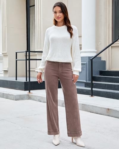 luvamia Wide Leg Jeans for Women Trendy High Waisted Double Side Seams Stretchy Denim Pants Trouser Jeans with Pockets