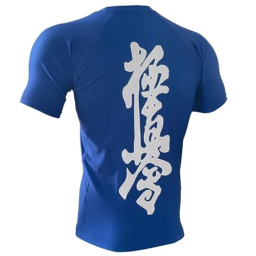 Kyokushin Rash Guard Short Sleeve Men's Compression Shirt BJJ Blue Athletic Jiu Jitsu Sports3