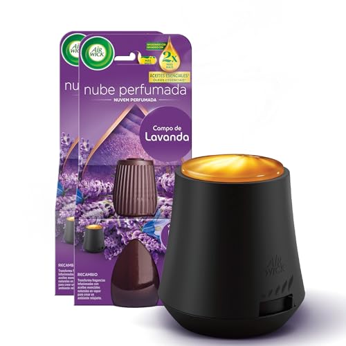 Air Wick Diffuseur d’huiles Essentielles Essential Mist + 2 Recharges Parfum Lavande et Camomille Blanc