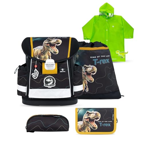 Belmil Classy Schulranzen Set 5 - teilig mit Regenponcho (403-13/AG/S/RP) (Roar Storm)