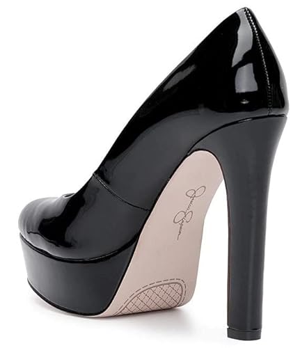 Jessica Simpson Nellah Black Patent High Heel Platform Pump Thick Heel Round Toe Shoes (Black, 8) #TOP3