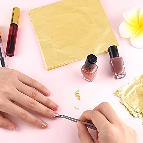 FEPITO 150 feuilles imitation feuille d'or pour projet d'art décoration artisanale, dorure artisanale, création DIY (14x14cm) – vue 4