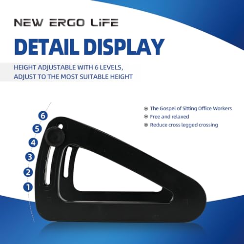 New Ergo Life Adjustable Footrest Under Desk, Comfort Foot Stool at Work, 6-Position Multi-angle Adjustable Foot Pedal, Ergonomic Posture Support, Foot Support for Office and Home (Black) - Image 4