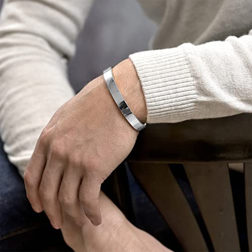 Rioso 4Pcs Men'S Cuff Bracelets Silver Cuff Bracelet Leaves Pattern Twisted Open Cuff Bracelet thumb #6