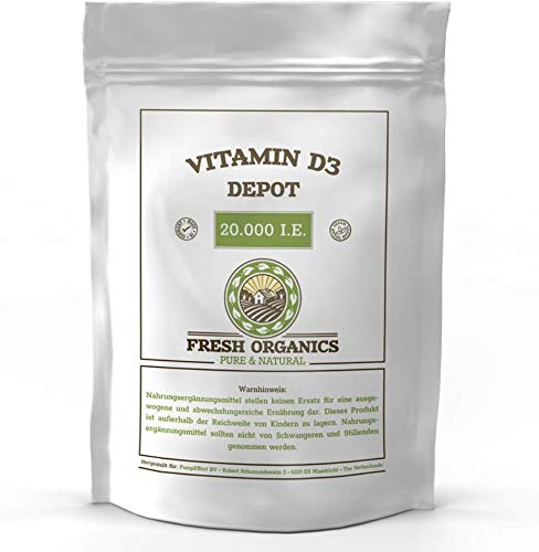 VITAMINA D3 20000 I.E. DEPOT - 360 tabletas veganas I Paquete de almacenamiento XL I Para el sistema inmunológico, los huesos, los dientes y el bienestar I Vitamina del sol D-3-1000 I.E. cada 20 días