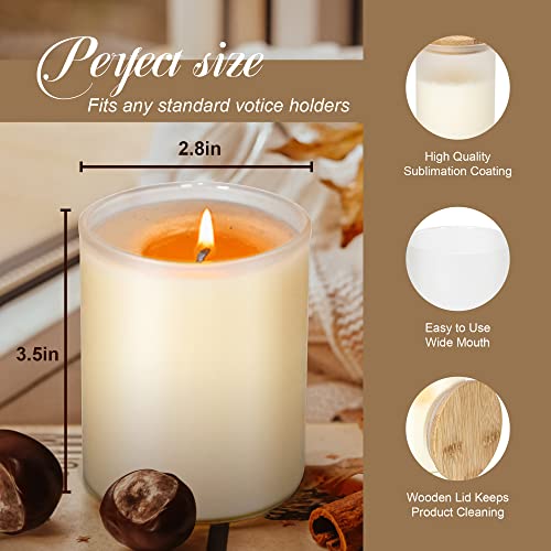 Agh 10Oz Sublimation Glass Tealight Candle Holder With Bamboo Lids 12 Pcs Sublimation Frosted Glass Jar For Party Decorations, Birthday, Wedding And Dinner Table Decor #TOP1