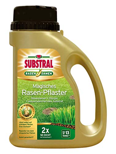 Preisvergleich Produktbild Substral Magisches Rasen-Pflaster - Rasenreparatur - Mischung aus Rasensamen, Premium Keimsubstrat und Dünger im praktischen Streuer - 1 kg für bis zu 5 m²
