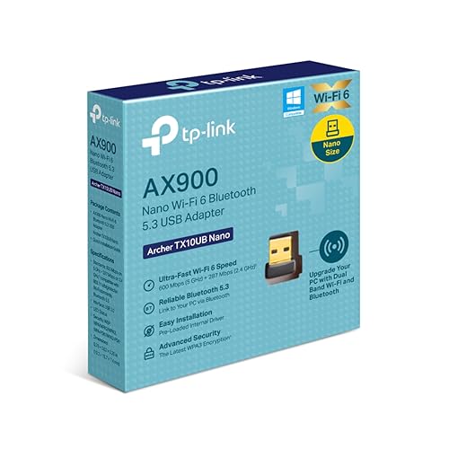 Image of TP-Link Archer TX10UB Nano AX900 Wi-Fi 6 Bluetooth 5.3 USB Adapter, 900 Mbps Dual Band USB 2.0, Omni Directional Antenna, Supports Windows 11 /10