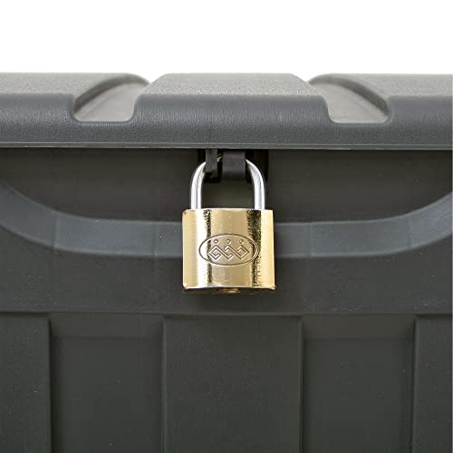 Ram Quality Products Plastic 90 Gallon Outdoor Lockable Backyard Storage Bin Deck Box For Cushions, Toys, Pool Accessories, And Towels, Gray #TOP3