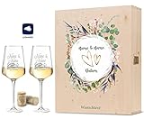 💍 PERSONALISIERTES HOCHZEITSGLÜCK - Schenken Sie personalisierte Gläser zur Hochzeit! Exklusive Hochzeitsdesigns personalisiert mit Namen & Datum des Brautpaares auf hochwertigen Gläsern eigenen sich perfekt als liebevolles Geschenk für den schönsten Tag des Lebens