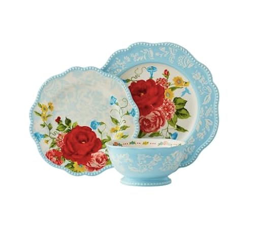 Pioneer Woman Sweet Rose 12-Piece Dinnerware Set (Blue)