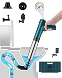 Gofuch Eletric Toilet Plunger, High Pressure Air Drain Blaster Plunge Blaster with Visual Barometer, Versatile Home Powerful Plunger for Toilets, Bathroom, Drain Sink, Kitchen Pipes Clog,Green