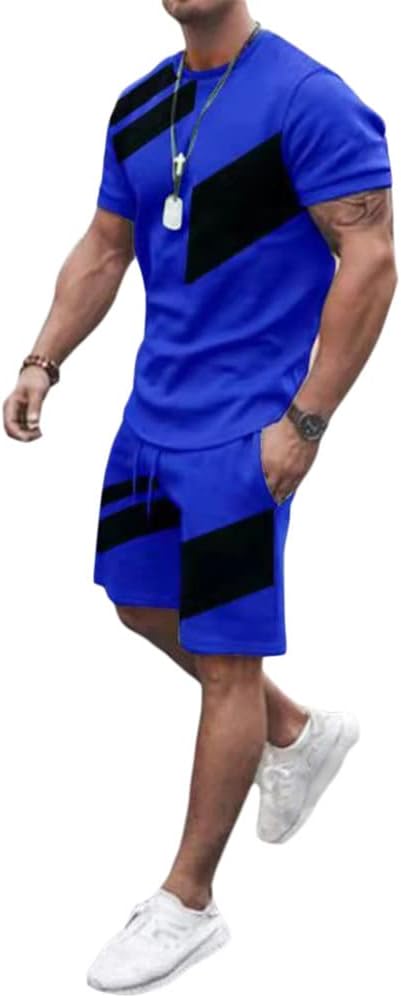 Survêtement Homme Été Bleu fonce 2 Pièce Jogging de Sport - Fitness
