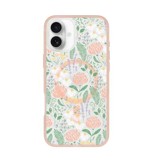 Image of OtterBox iPhone 16 Plus Symmetry Series Clear Case - Peachy Bloom Pink - Ultra-Thin, Sleek iPhone Case, Floral iPhone Case