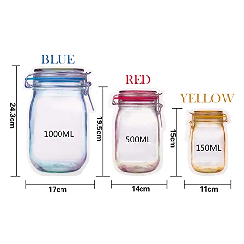 Image of Mason Jar Bottles Bags, Ziplock Bags for Fridge Storage, Bottle Shape Storage Pouch, Mason Jar Bottle Bags Plastic Storage Pouch Airtight Seal Storage Bags Leakproof Food (15)