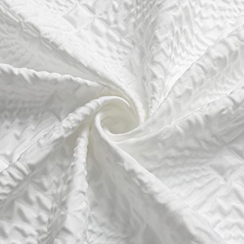 Aoke White Shower Curtain, 3D Embossed Textured Herringbone Fabric Shower Curtain, Modern Farmhouse Bathroom Decor Soft Cloth Shower Curtain Set With Hooks, 72X72 #TOP6