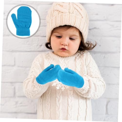 Boy Girl Winter Mittens for Toddlers Soft Knitted Gloves Blue Thick and Warm for Cold Weather Comfortable Fit Elastic Cuff for Everyday Use2