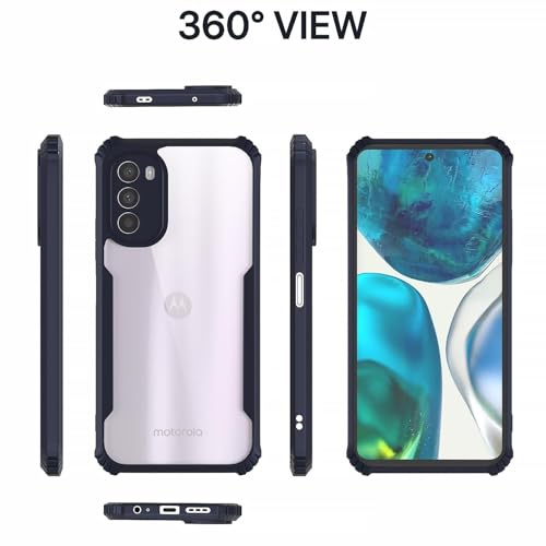 Image of Outlouders Back Cover for Motorola Moto G52 / G82 5G | Ultra Hybrid Transparent | Full Camera Protection | Raised Edge | Crystal Clear Bumper Case (Blue)