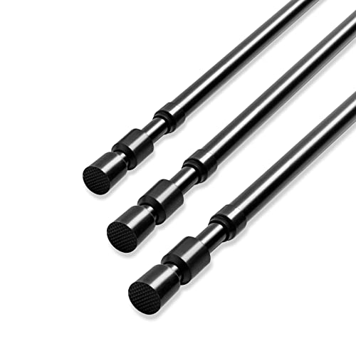 Telescopic Curtain Rod, Metal Extendable Telescopic Shower Curtain Rods, No Drilling Black Shower Pole for Doorways, Windows, Door Curtain, Wardrobe, Bathroom 60-105cm (1PC)