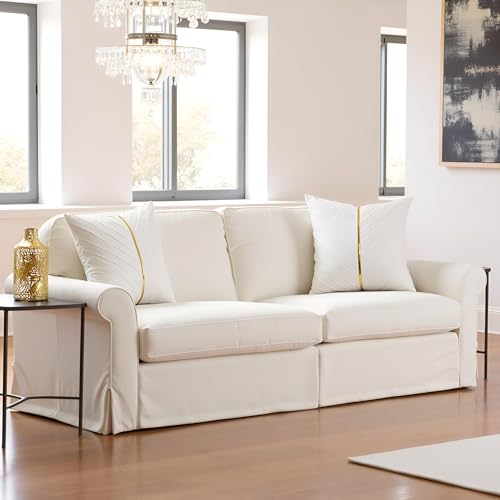 Image of Velvet Throw Pillow Covers 20x20 inch Pack of 2 Gold Decor White